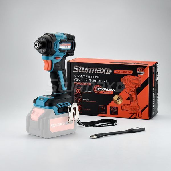 Акумуляторний ударний гвинтоверт імпакт 20В Sturmax CDM3204CRI+АКБ+Зарядне M1 Series 2551034902 фото