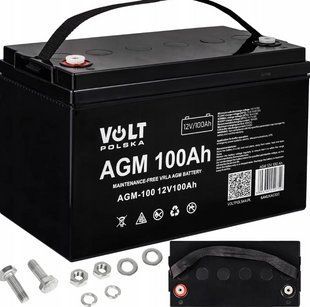 Акумуляторна гелева батарея Volt Polska AGM 12V 100Ah VRLA 2297971406 фото